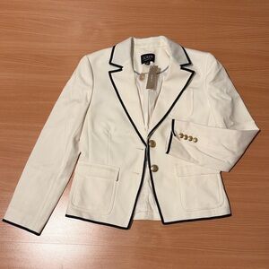 J. Crew Cream Blazer with Blue Trim